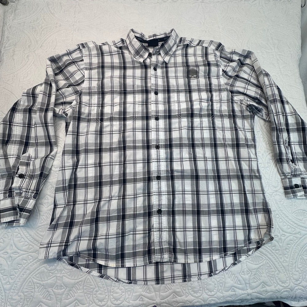 Harley-Davidson Mens 2XL Plaid Willie G Skull Button Down Shirt Black